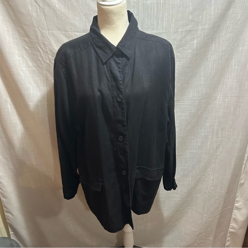 Black linen jacket XL - Picture 2 of 6